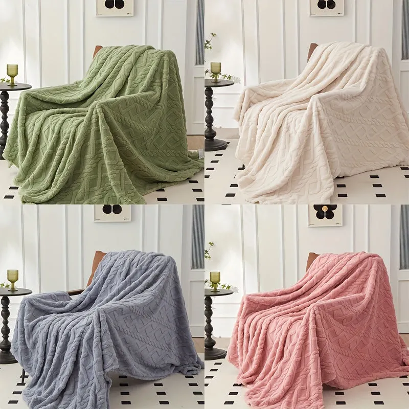 1pc Ultra-Soft Lamb Fleece Blanket - Luxurious 3D Fashionable Design, Plush Thick, Warm, and Breathable - Multifunctional Blanket for Bed, Couch, Travel, and Outdoor Use