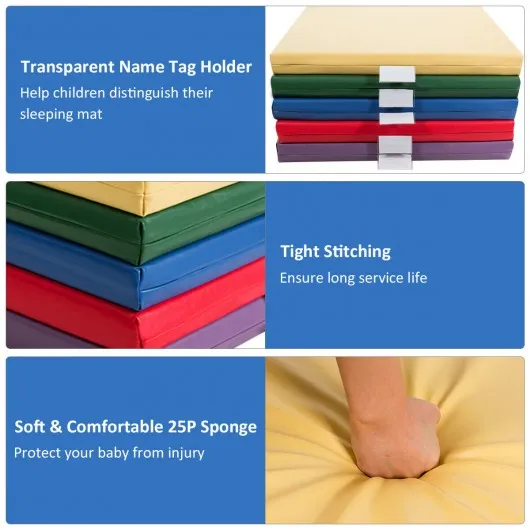 2-Inch Toddler Thick Rainbow Rest Nap Mats 5-Pack