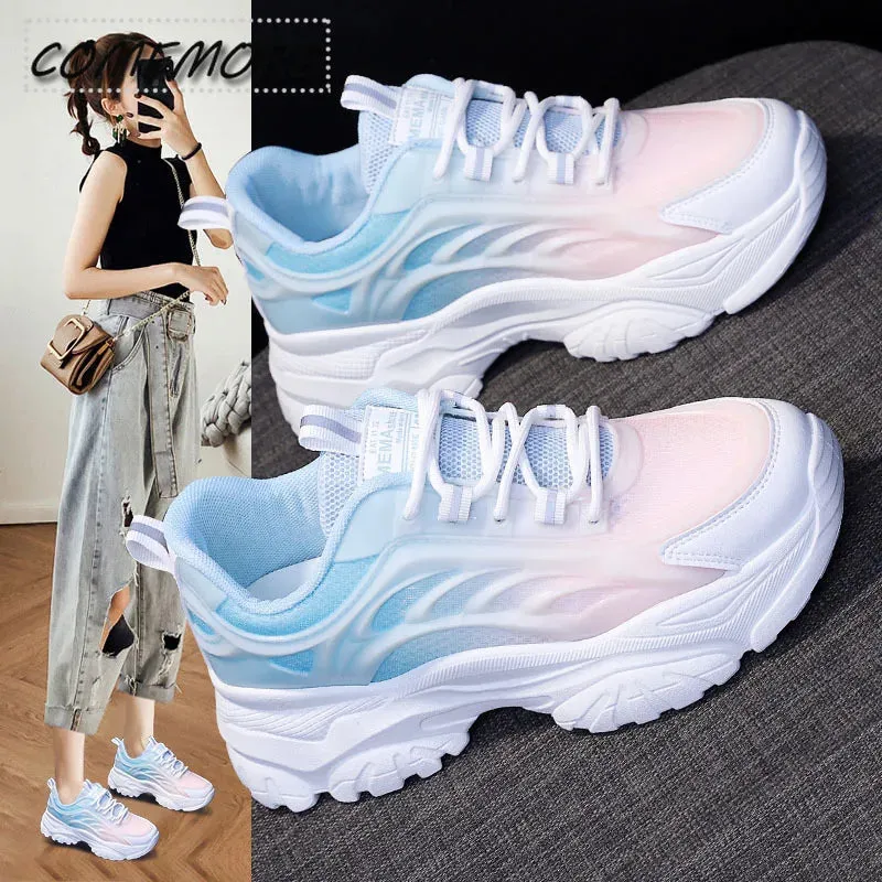 2023 Mixed Colors Breathable Platform Sneakers | Lightweight Casual Running Shoes