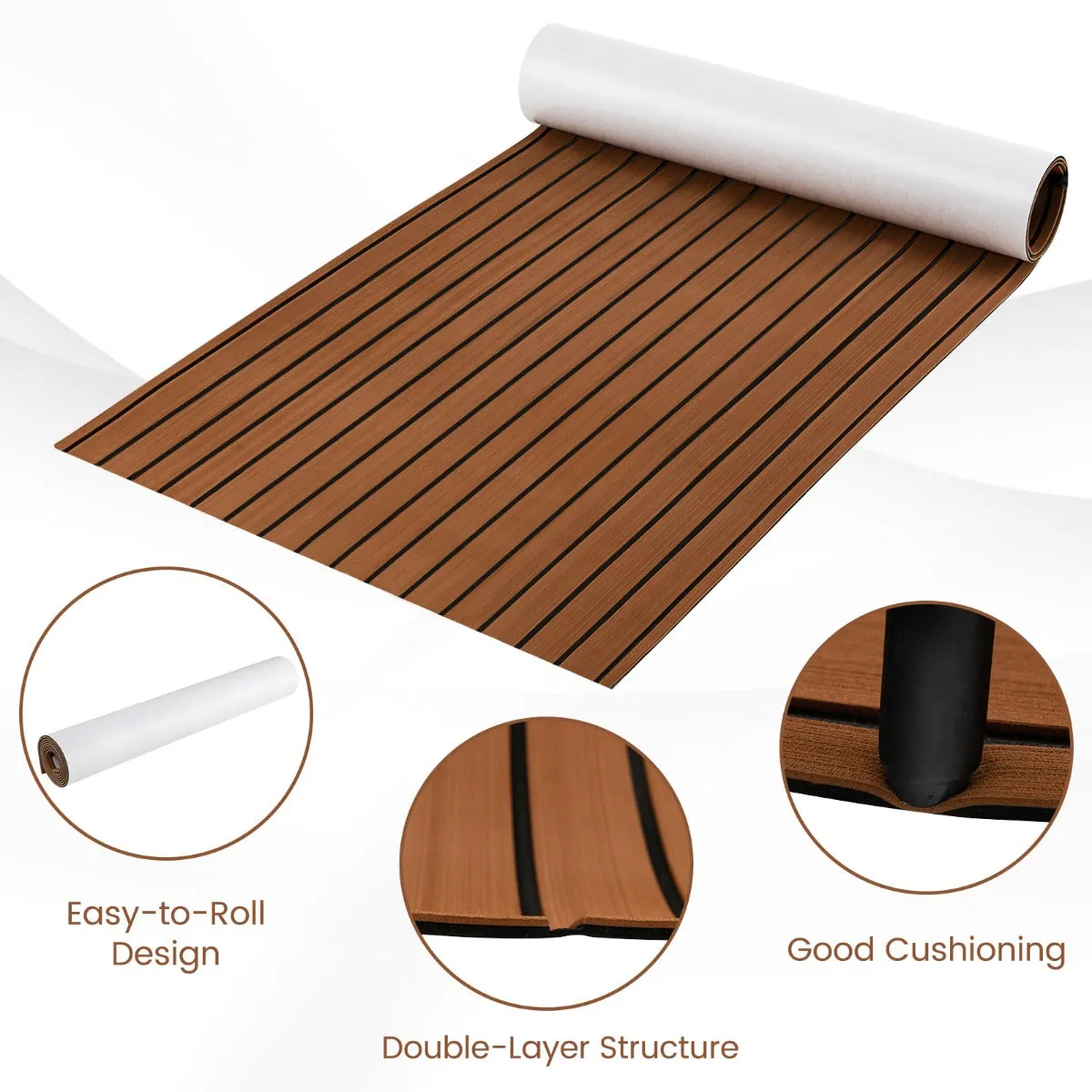 240 x 90 cm Non-Slip Marine Carpeting Mat-Brown