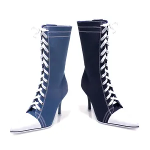 4.5" Heel Lace-Up Detail Sneaker Look Boots