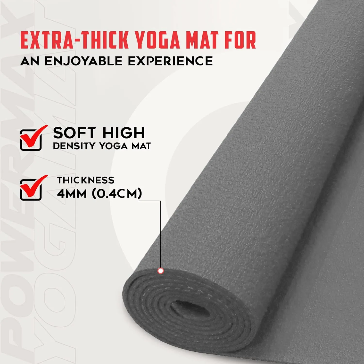 4mm thick Premium Exercise Grey Colour Yoga Mat | Ultra-Dense Cushioning for Support and Stability in Yoga | Eco-Friendly Non-Slip Yoga Mat for Gym and Any General Fitness(Made In India)