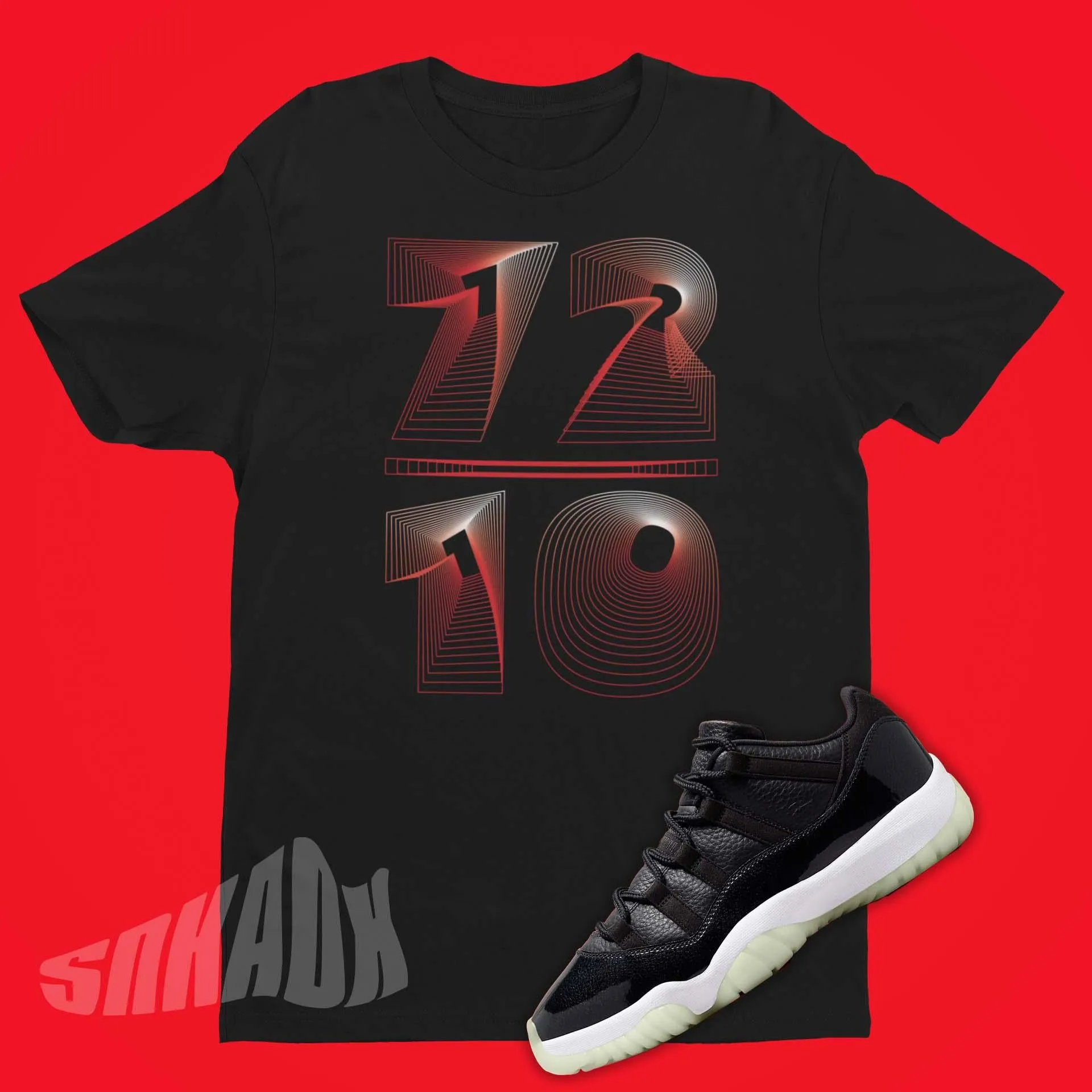 72-10 Spiral Font Shirt To Match Air Jordan 11 Low 72-10