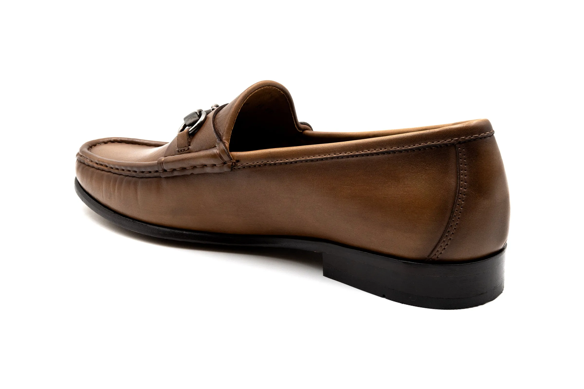 Addison Calf Leather Horse Bit Loafers - Brandy