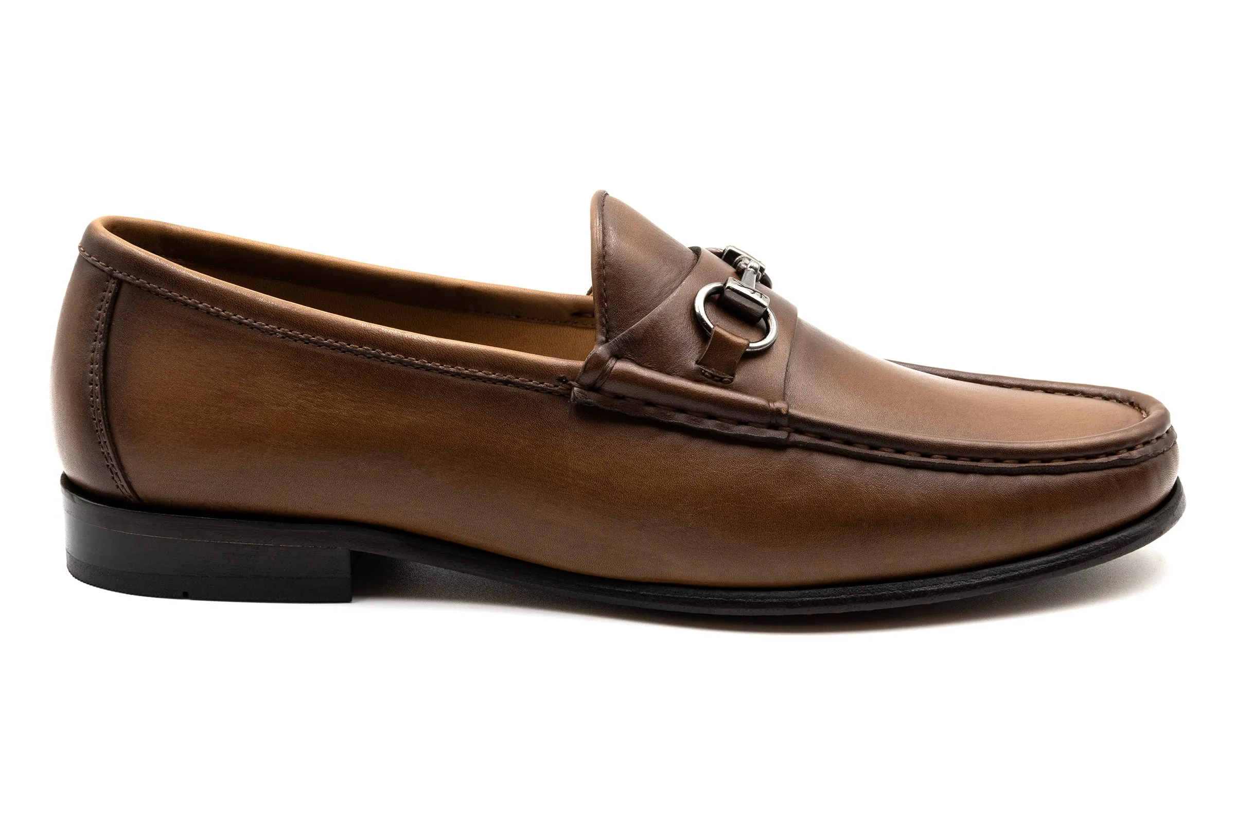 Addison Calf Leather Horse Bit Loafers - Brandy