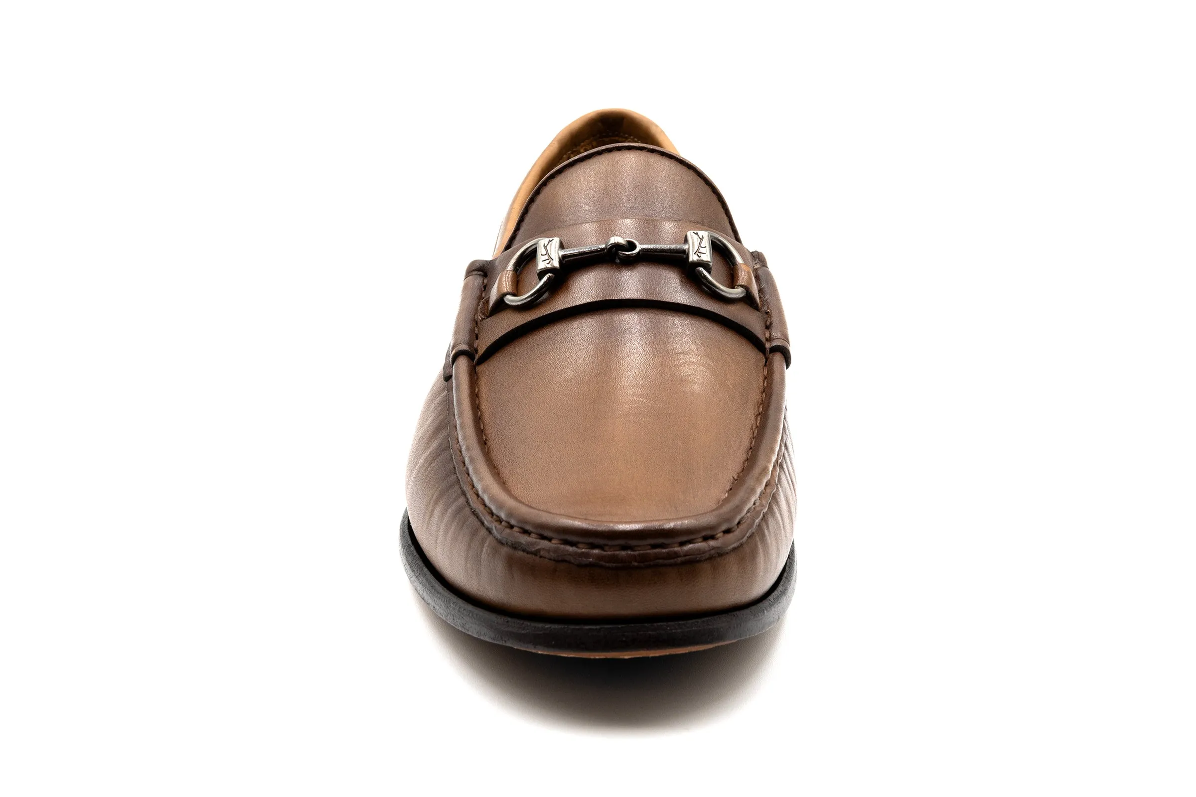 Addison Calf Leather Horse Bit Loafers - Brandy