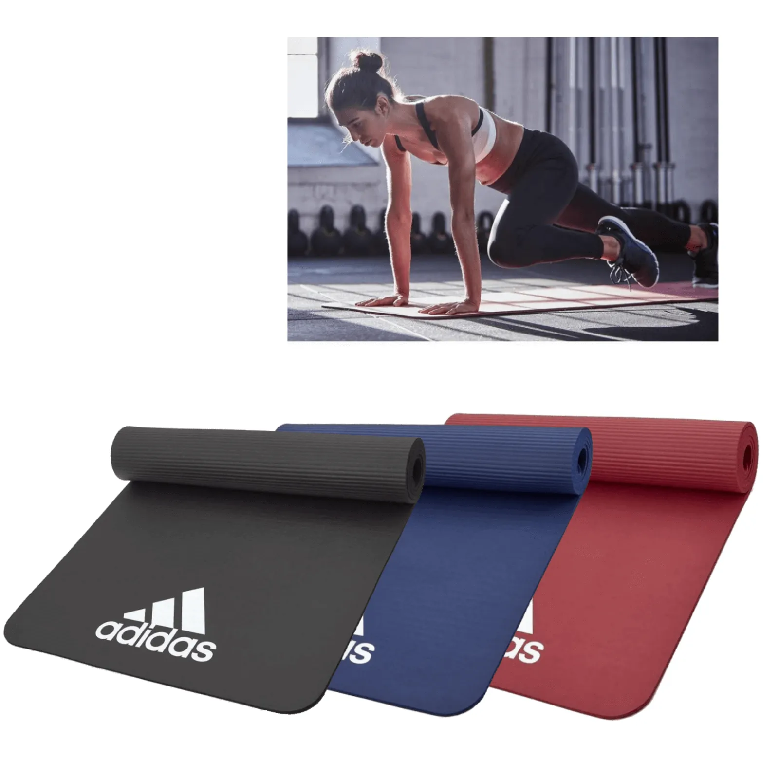 Adidas Fitness Mat 7mm Exercise Training Floor Gym Yoga Judo Pilates  - Red