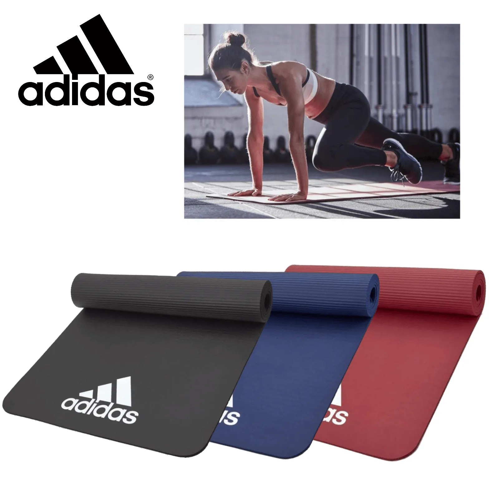 Adidas Fitness Mat 7mm Exercise Training Floor Gym Yoga Judo Pilates  - Red