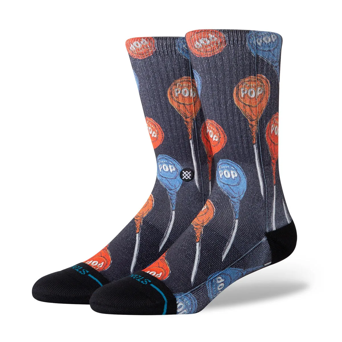 Adult Crew Socks - Tootsie Pop - Black