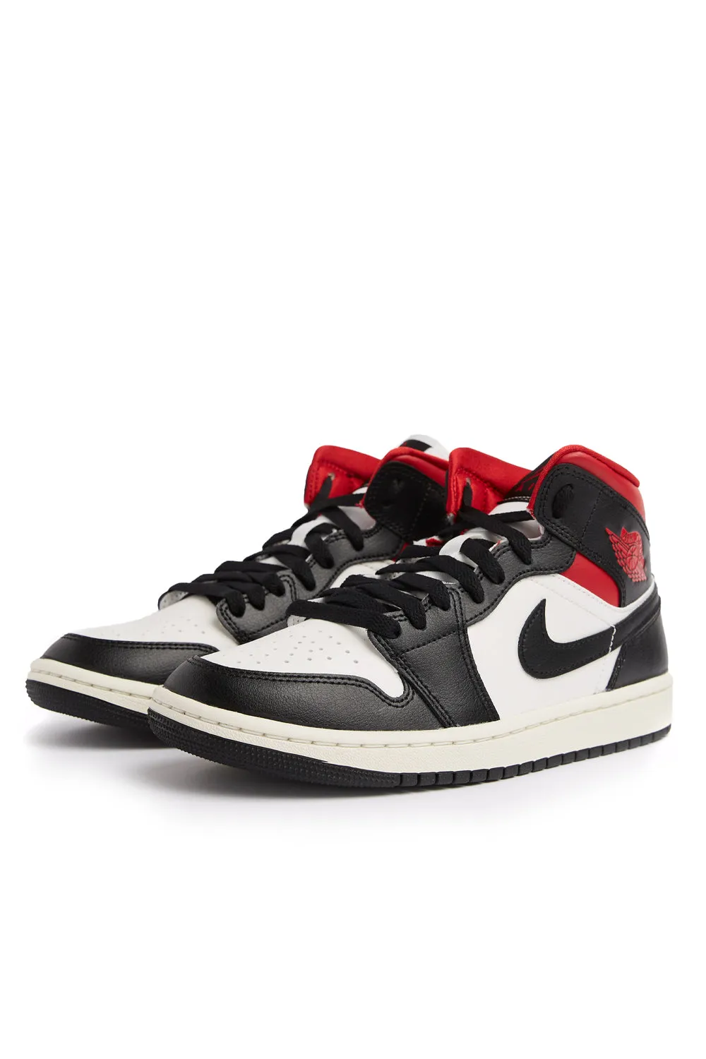 Air Jordan Womens 1 Mid 'Black/Gym Red/Sail'