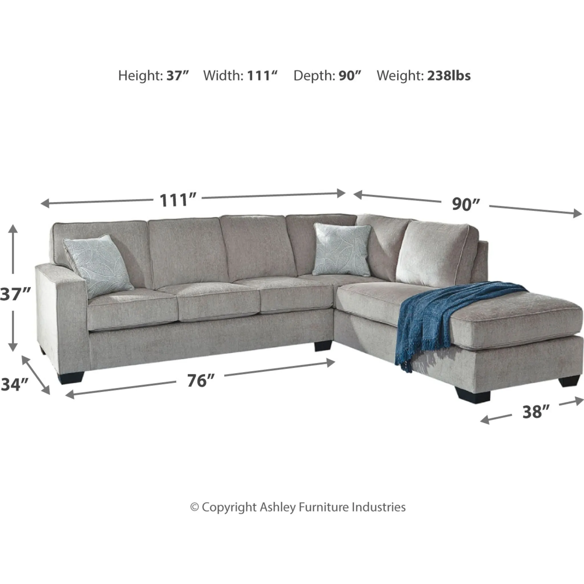 Altari 2 Piece Sleeper Sectional with Chaise