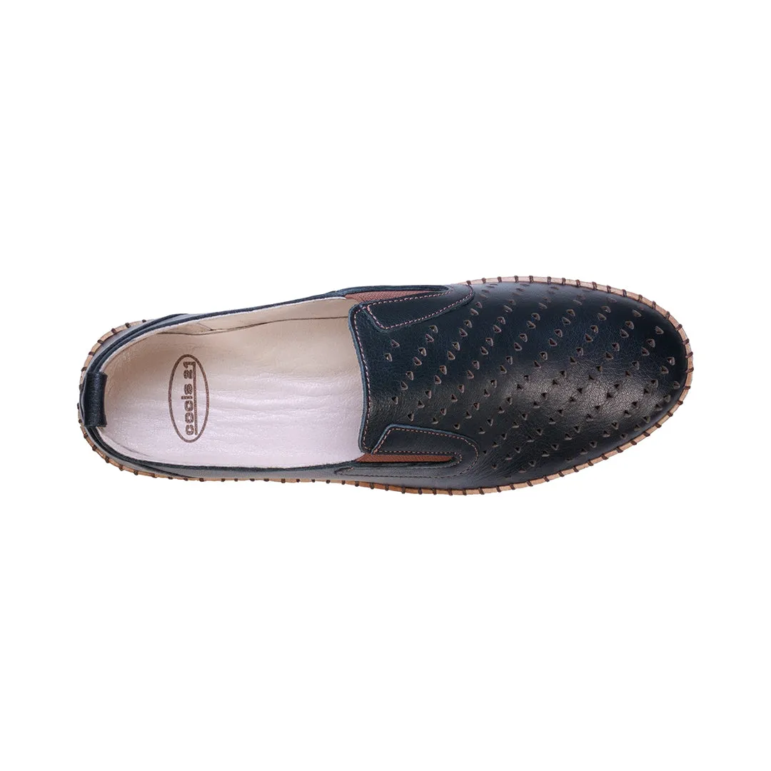 Amillie Black Perforated Leather Flats