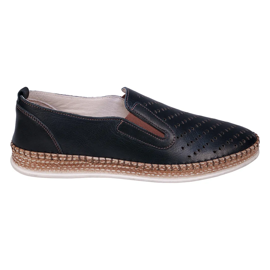 Amillie Black Perforated Leather Flats