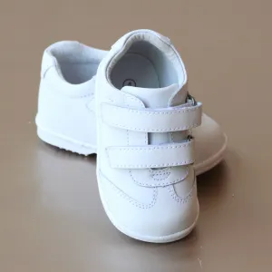 Angel Baby Boys Double Strap Sporty Leather Sneaker