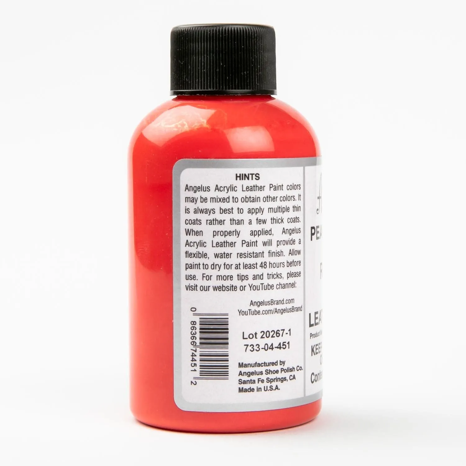 Angelus Pearlescent Acrylic Paint Riot Red #451 118ml Use On Leather, Vinyl Or Fabric