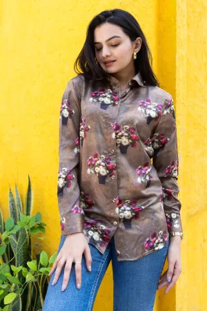 Autumn Asters Floral Shirt