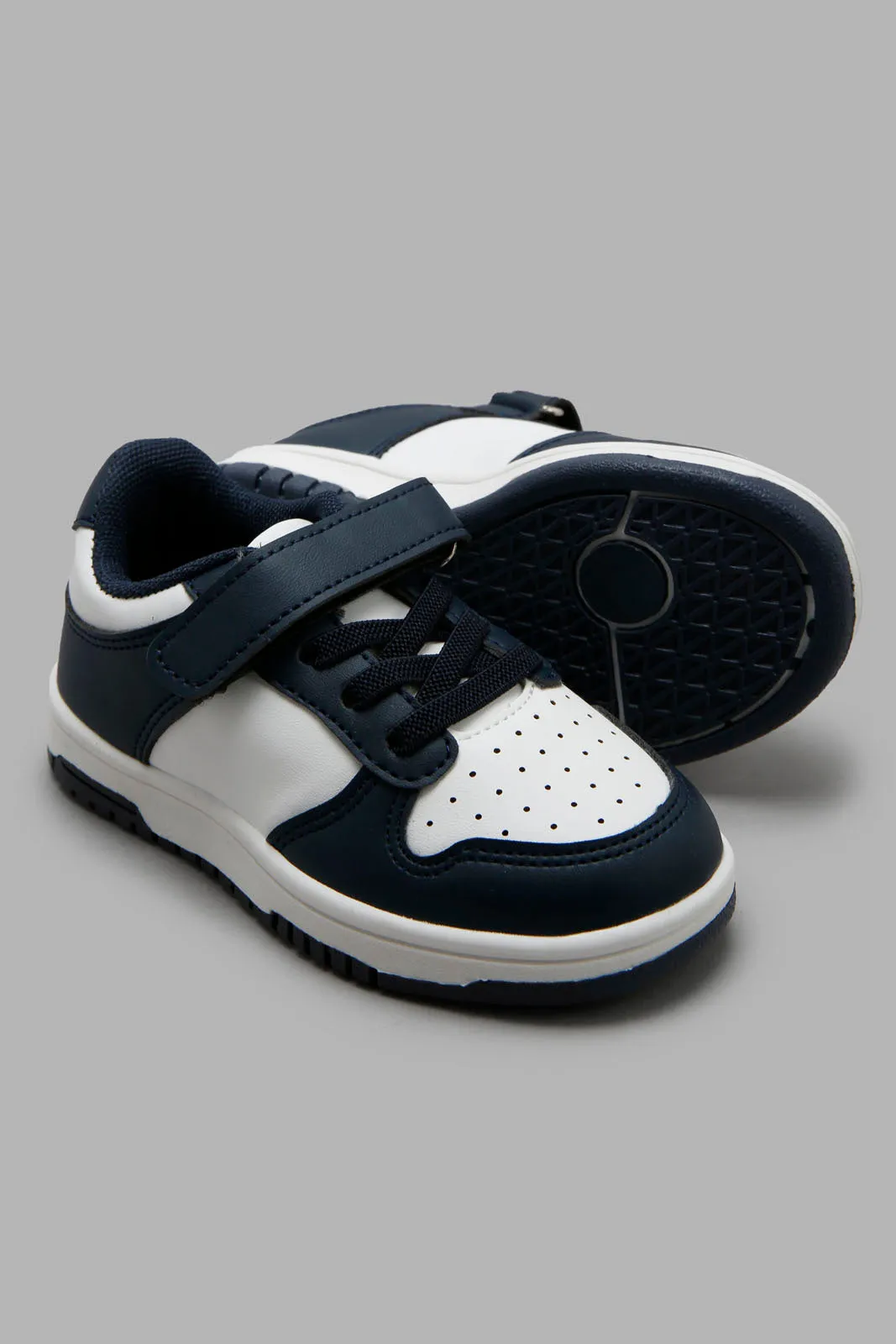 Baby Boys White And Navy Velcro Sneaker