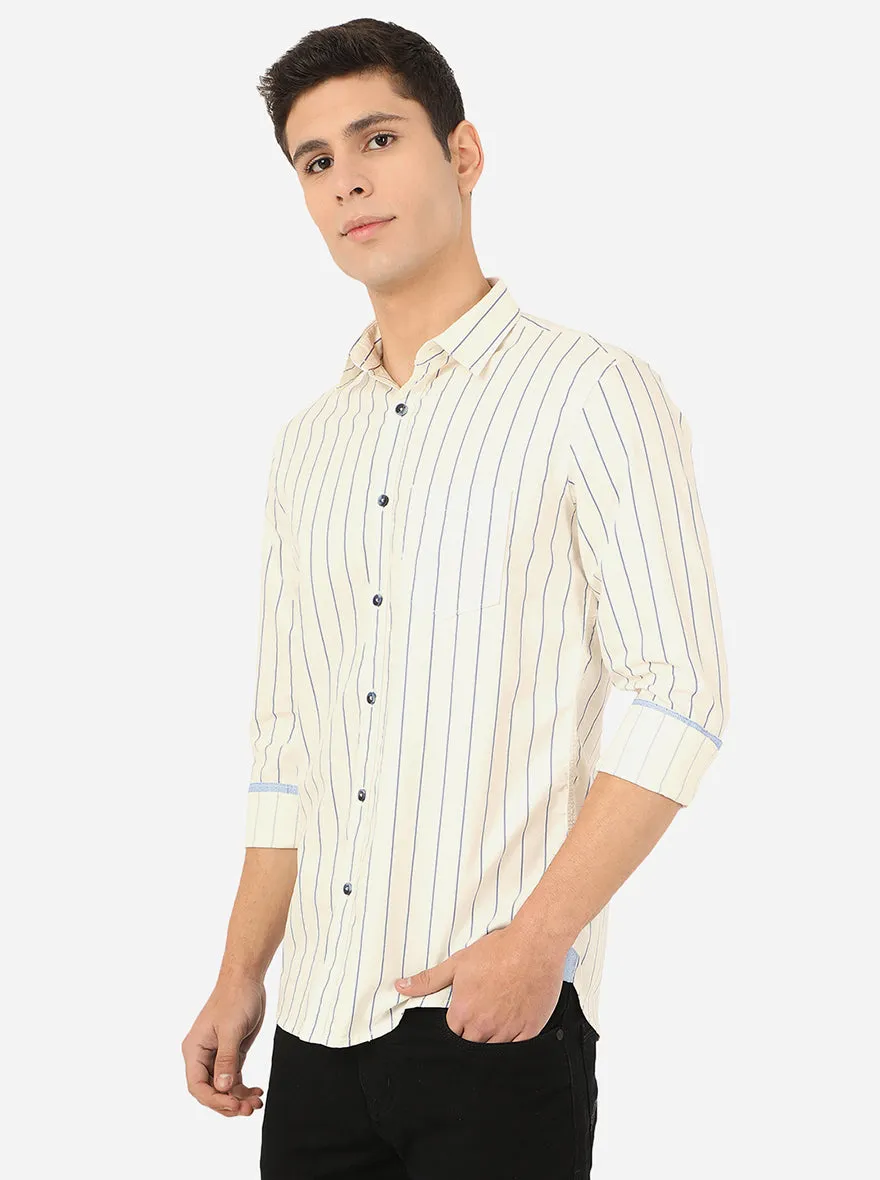 Baby Pink & Blue Striped Slim Fit Semi Casual Shirt | JadeBlue