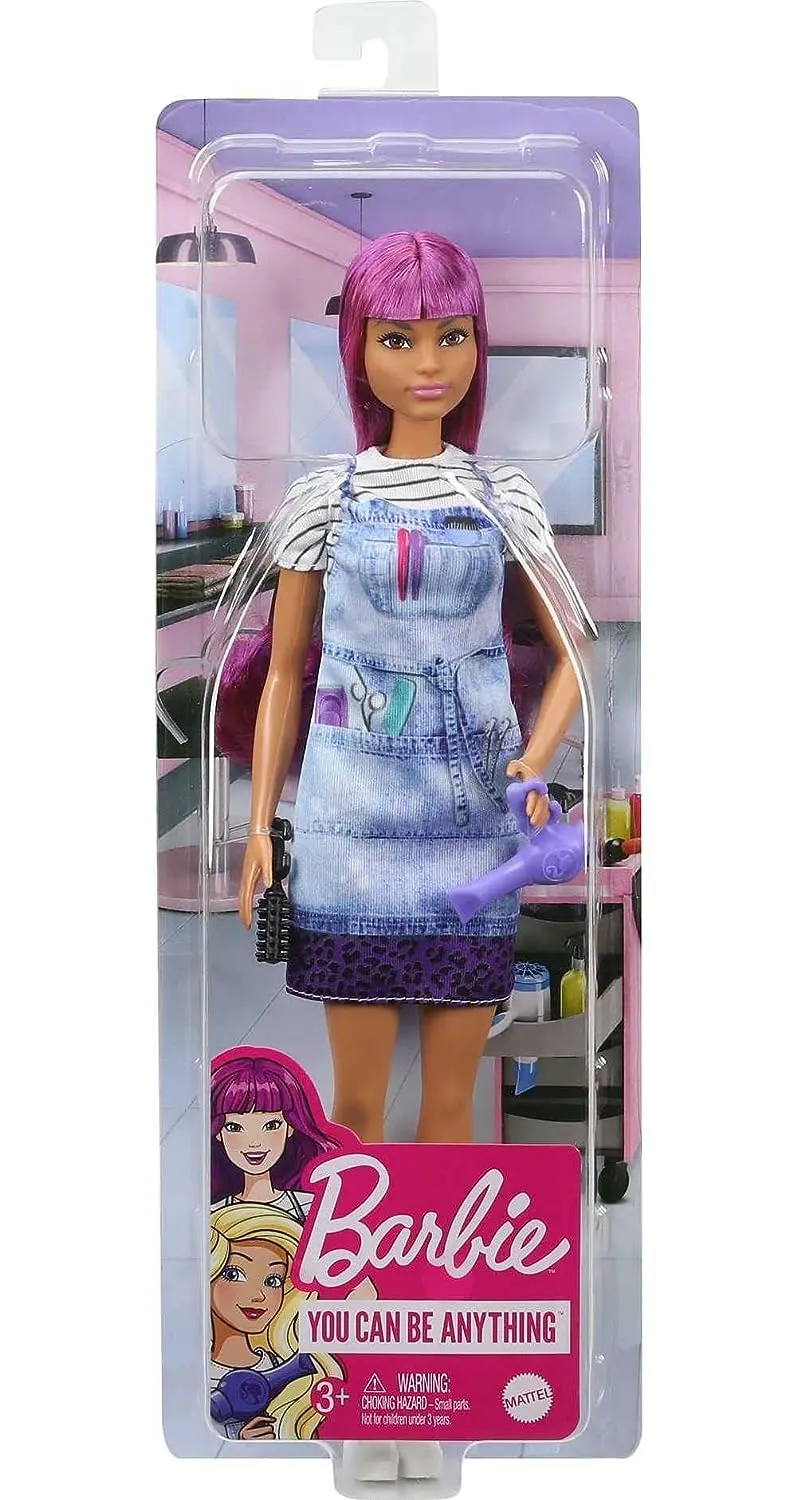 Barbie 12 Inch Salon Stylist Doll with Purple Hair & Accessories for Ages 3 Years Old & Up