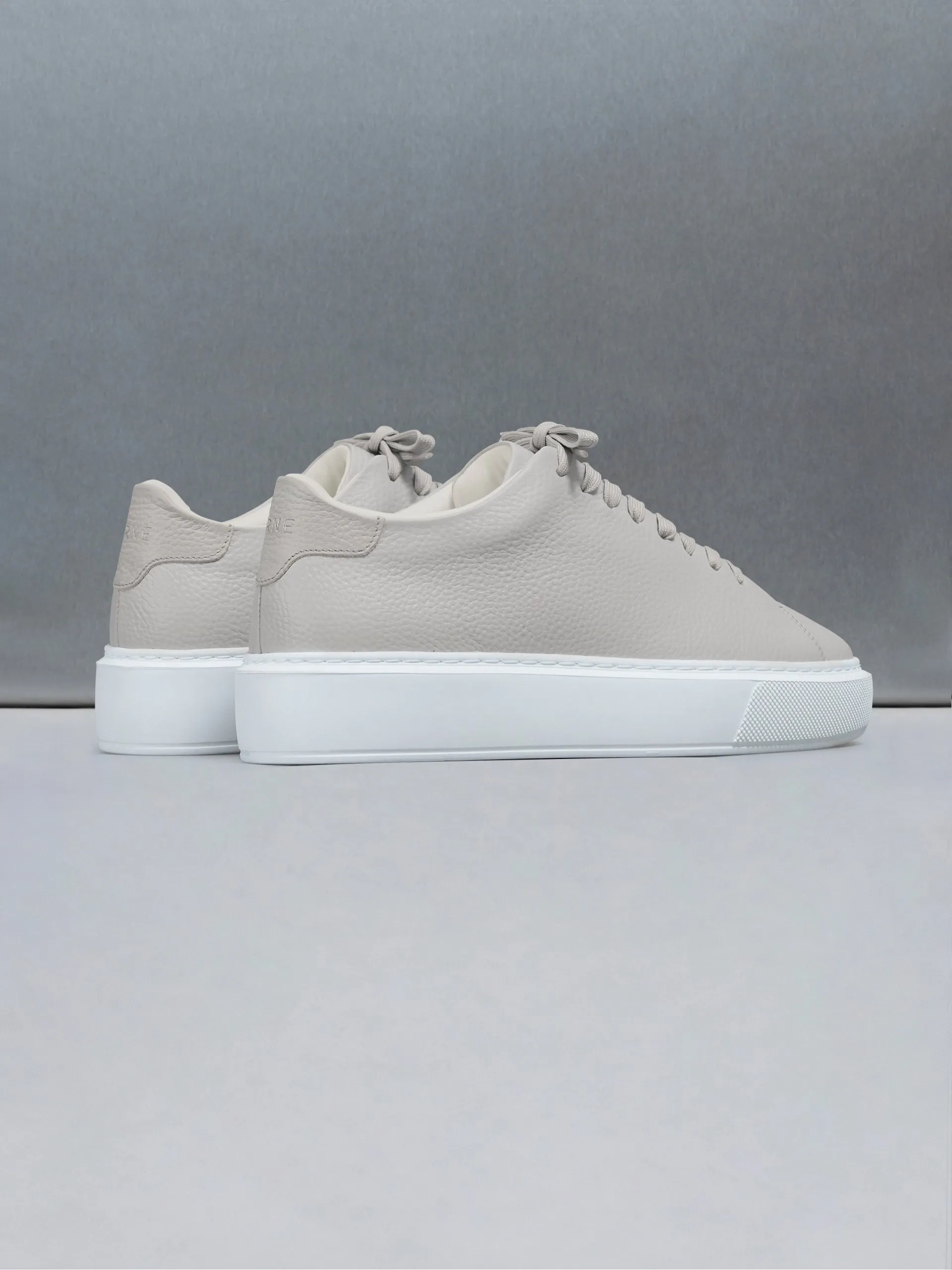 Basic Essential Leather Trainer in Stone