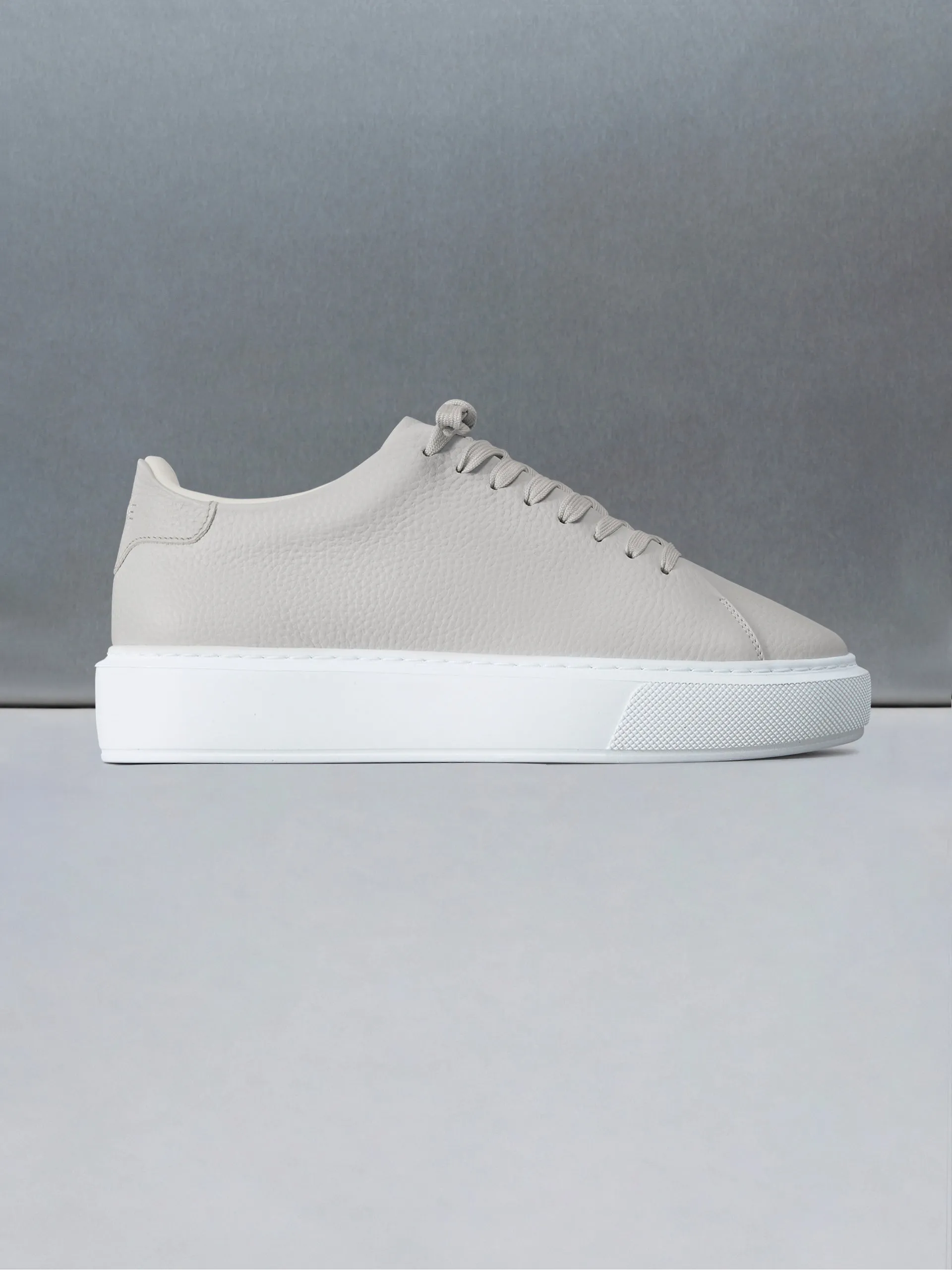 Basic Essential Leather Trainer in Stone