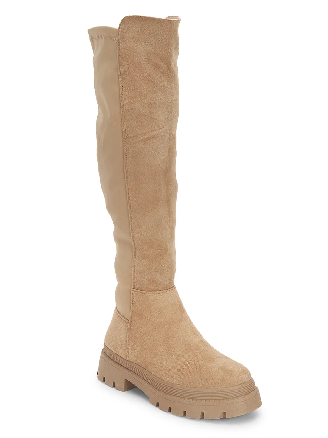 Beige Suede High-End-Fashion Stylish Knee Boots (TC-RS3668-BEIG)