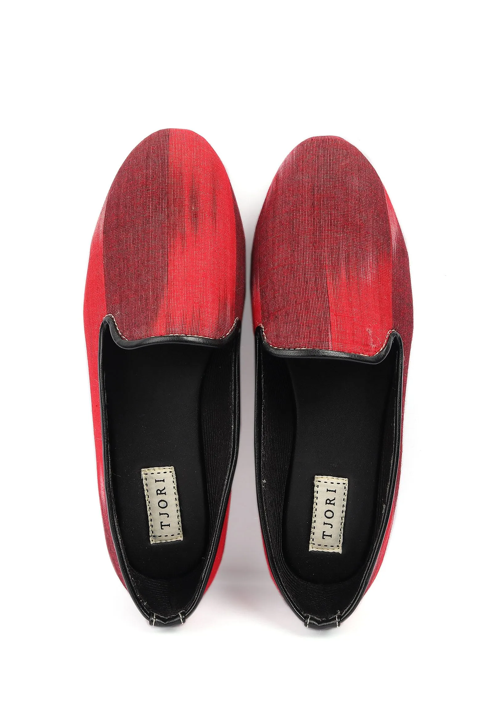 Black & Red Ikat Print Flat Cruelty Free Leather Ballerinas