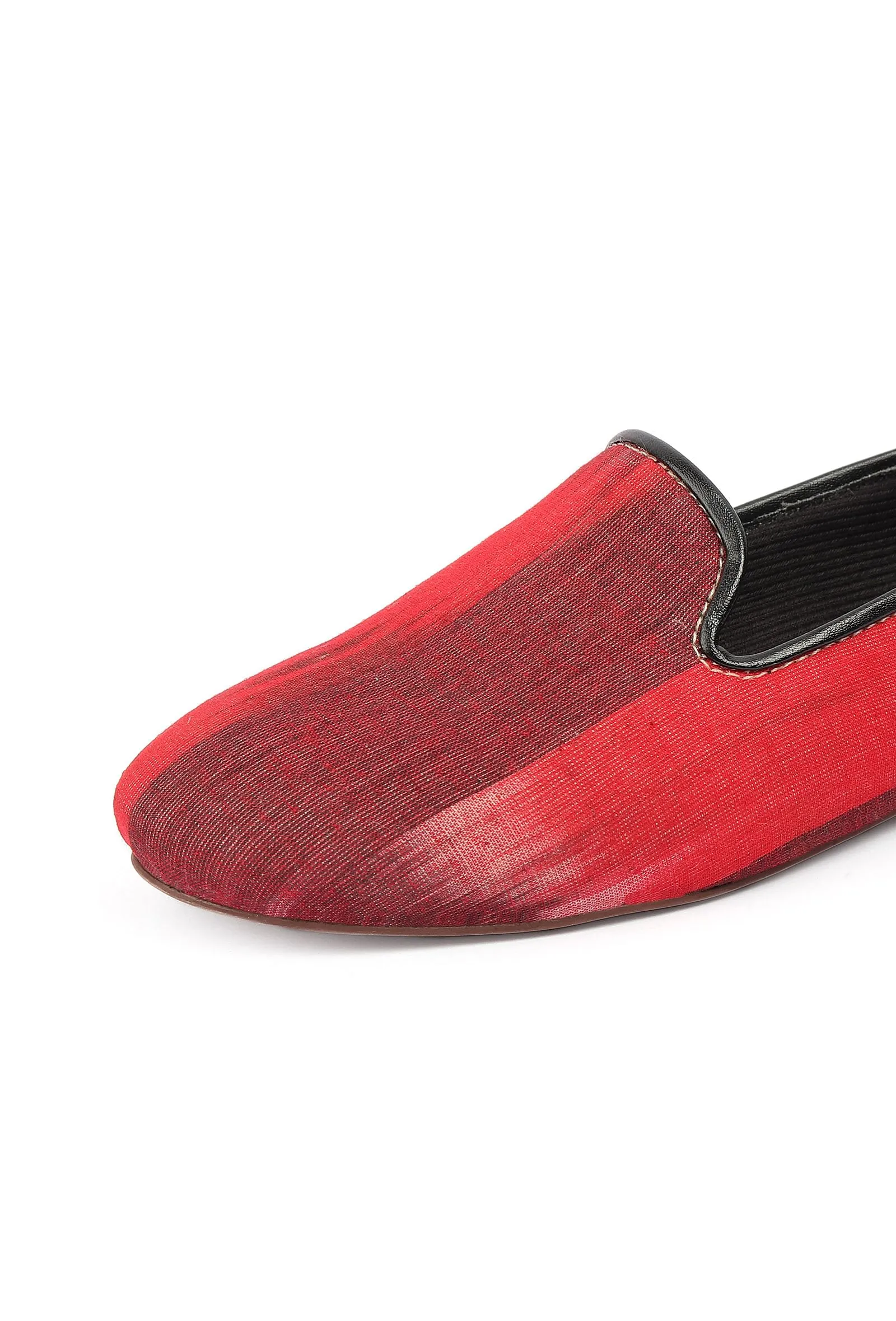 Black & Red Ikat Print Flat Cruelty Free Leather Ballerinas