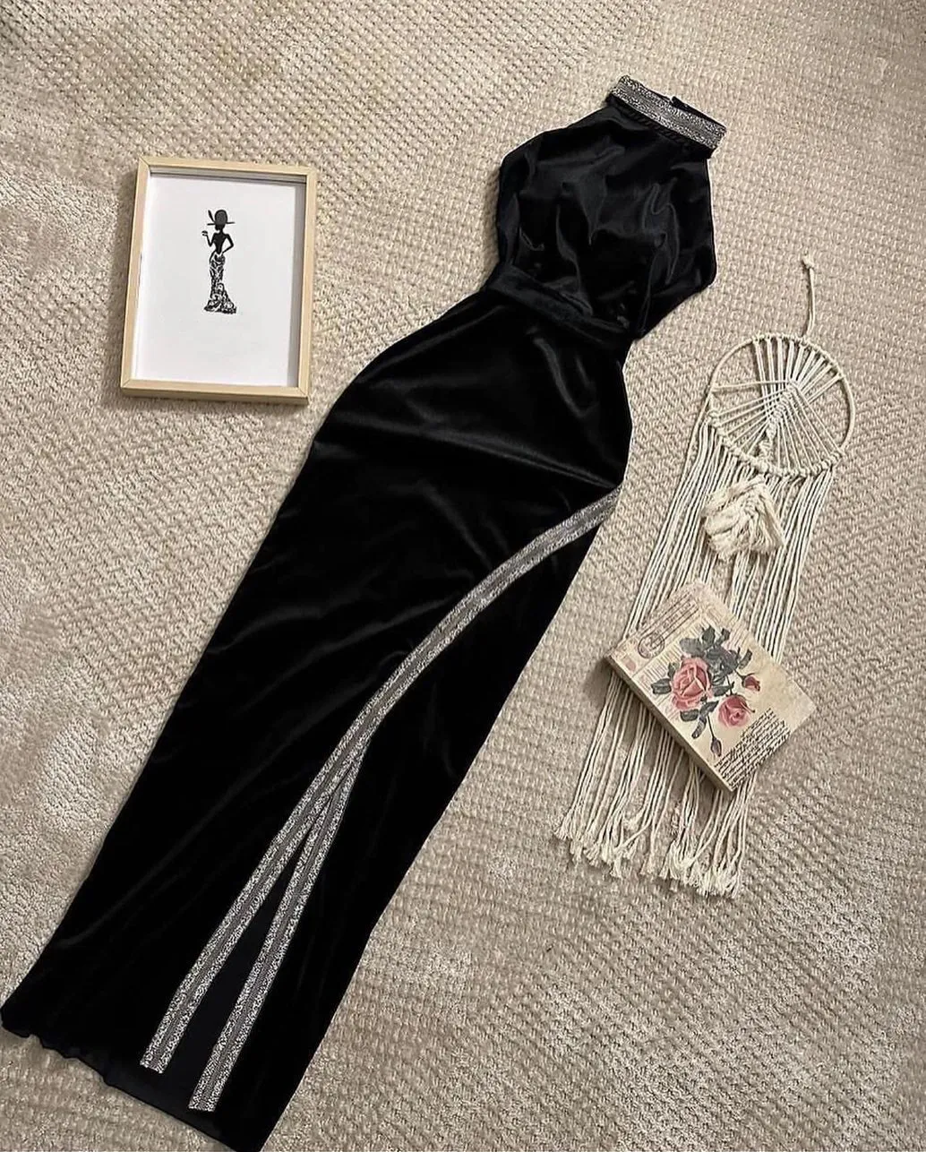 Black Halter Mermaid Long Party Dress Sexy Evening Gown