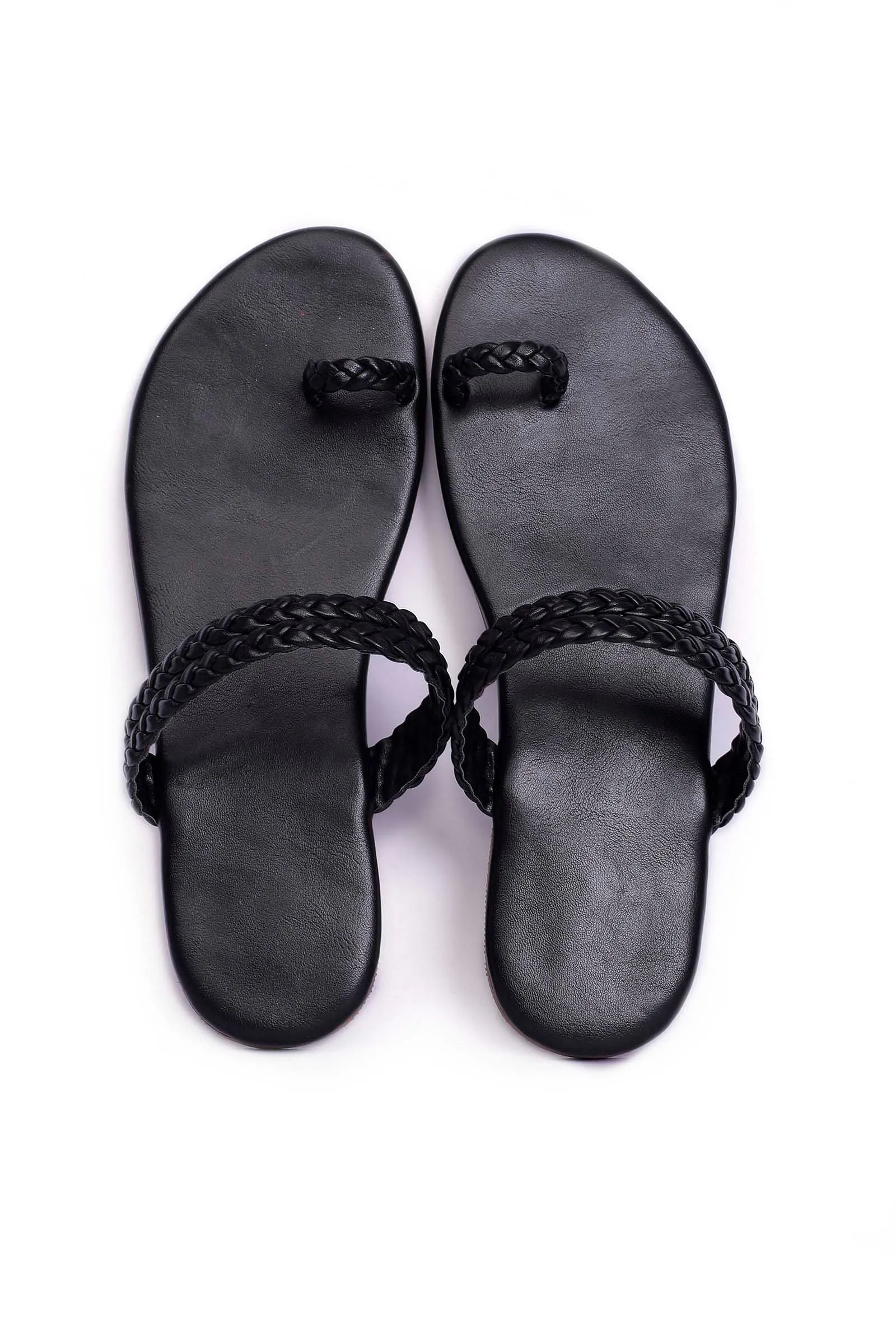 Black Knotted Cruelty Free Leather Sandals