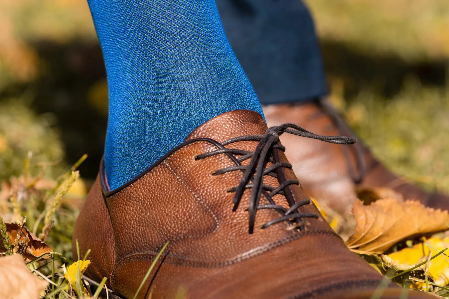 Blue & Malachite Green Two-Tone Cotton Socks