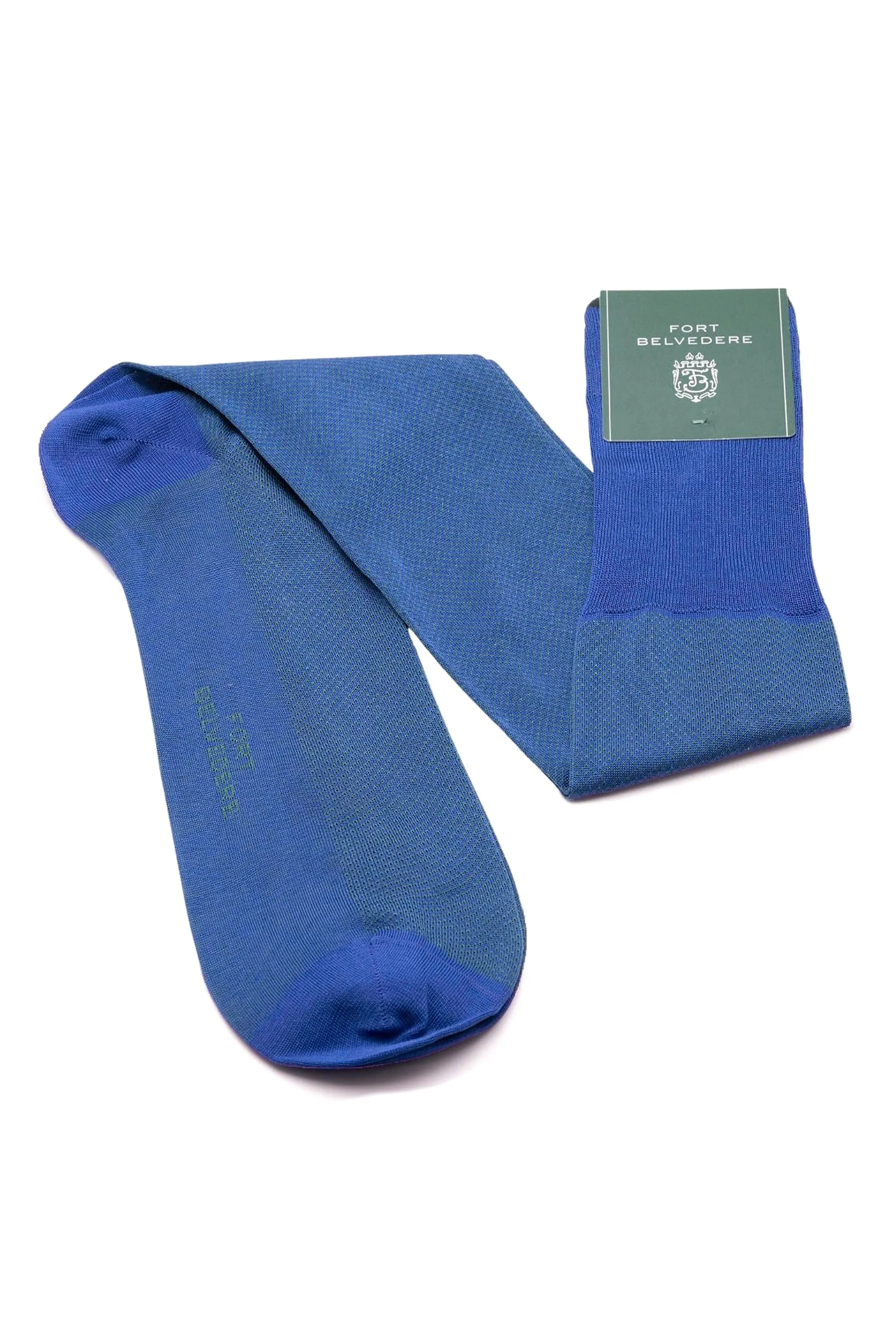 Blue & Malachite Green Two-Tone Cotton Socks