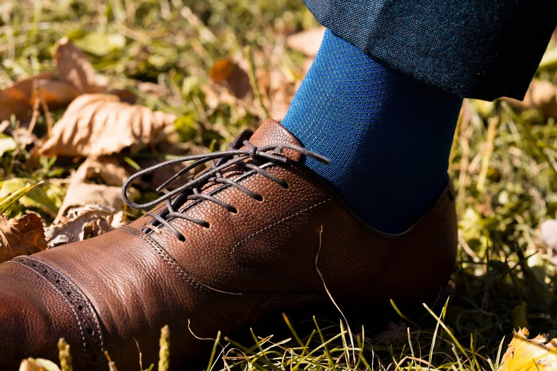 Blue & Malachite Green Two-Tone Cotton Socks