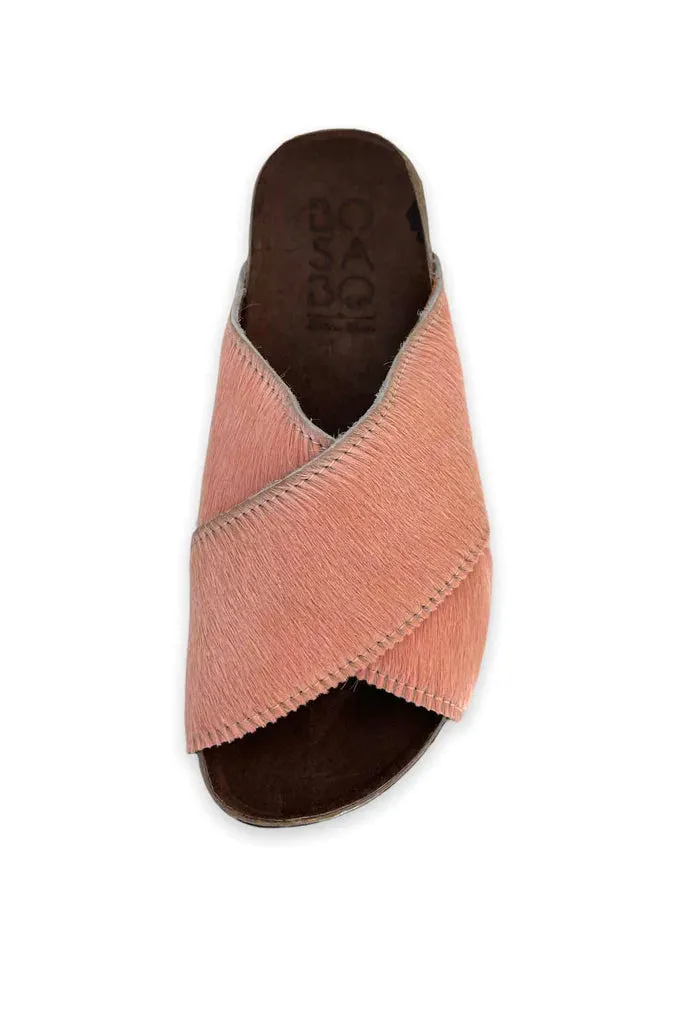 Bosabo Rose Baby Crossover Slides in Light Rose Ponyhair