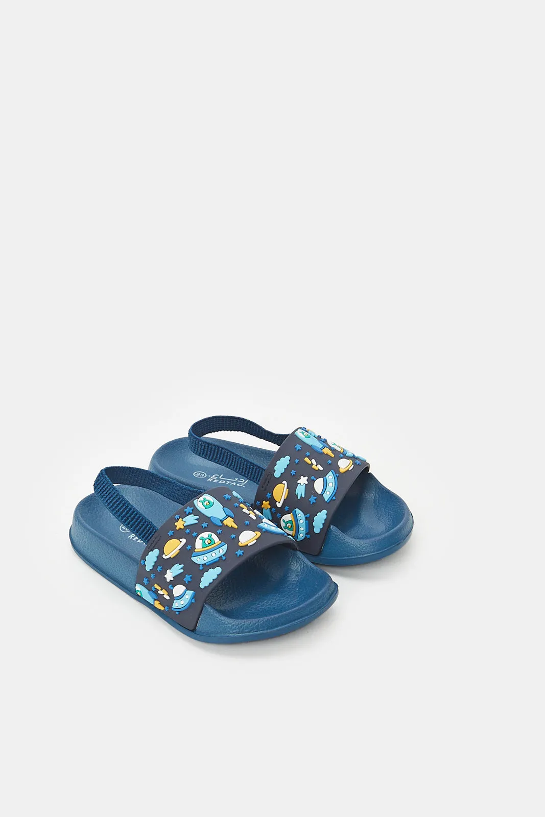 Boys Blue Printed Backstrap Slide