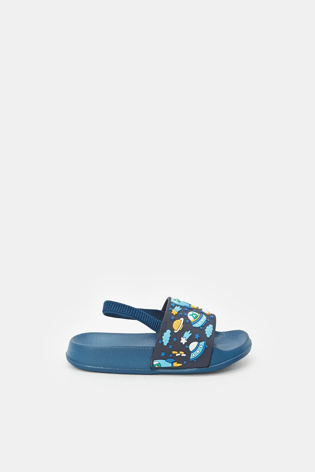 Boys Blue Printed Backstrap Slide