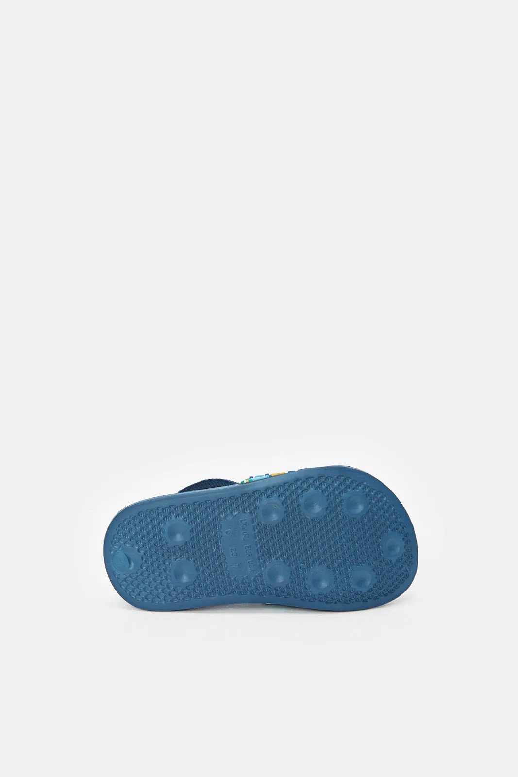 Boys Blue Printed Backstrap Slide