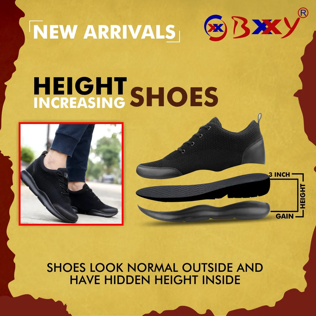 Bxxy New Latest Men's 3 Inch Hidden Height Increasing Stylish Casual Sports Lace-Up Shoes