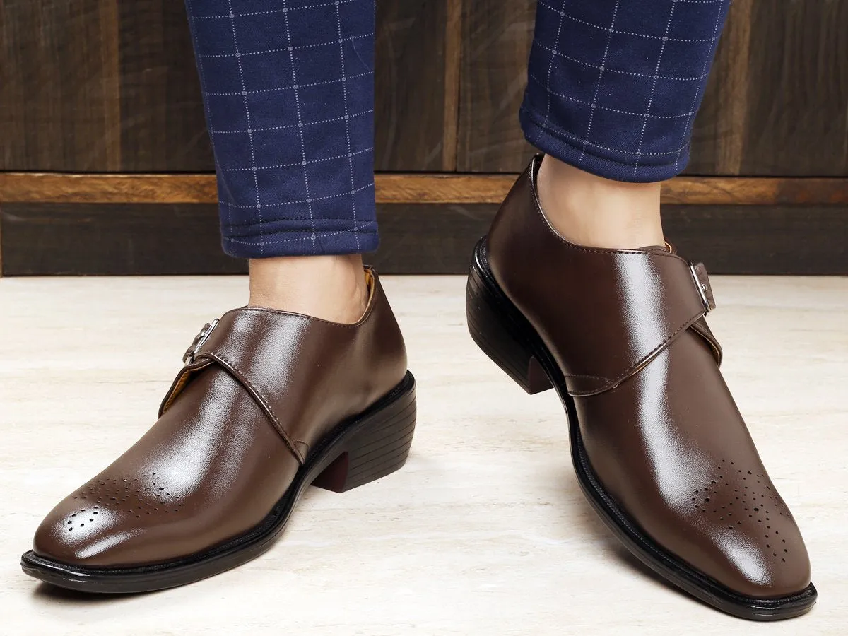 Bxxy's Height Increasing Elevator Formal Monk Slip-ons Shoes for Men