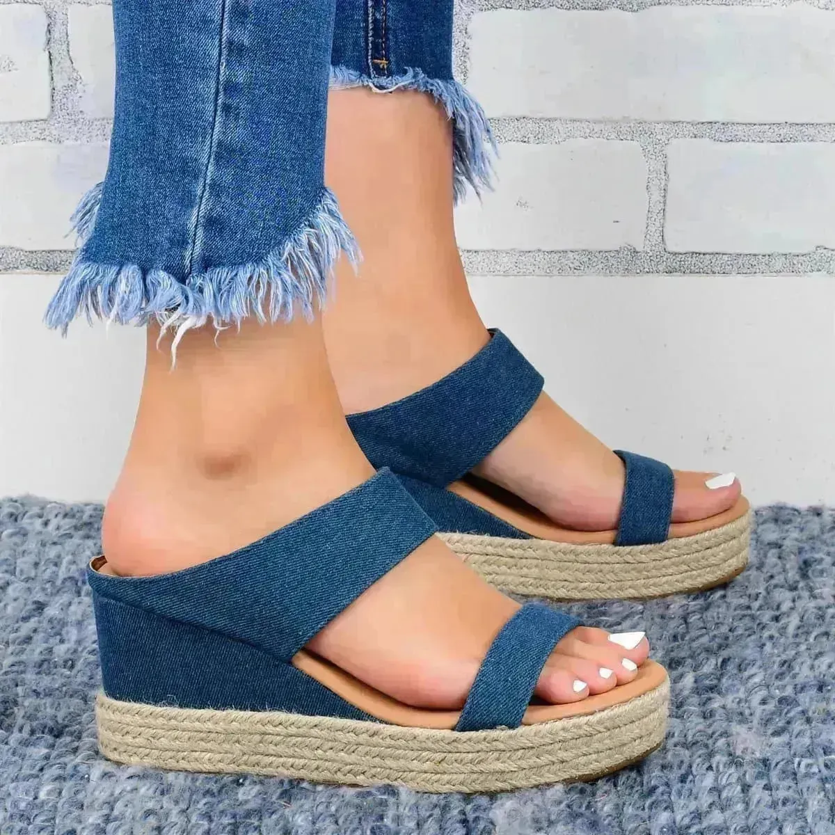 Casual High Wedge heel Slide on Slippers for women