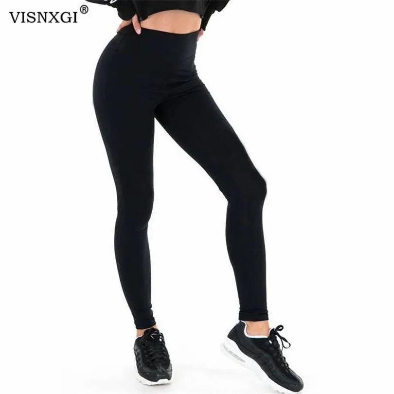 Casual Leggings Women Black Plus Size Elastic