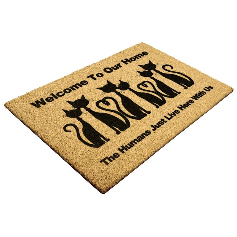 Cat Doormat - Humans Just Live Here With Us