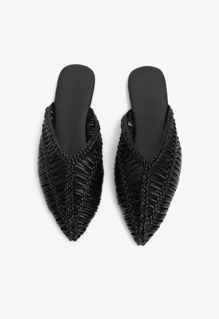 Choice Braided Woven Flat Mules Black