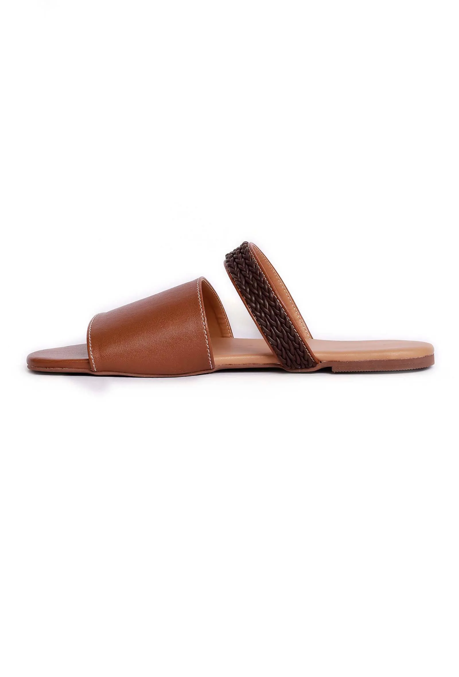 Cinnamon Brown Cruelty Free Leather Sliders