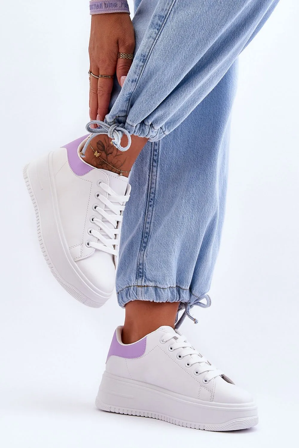 Classic Eco Leather White Purple Sneakers