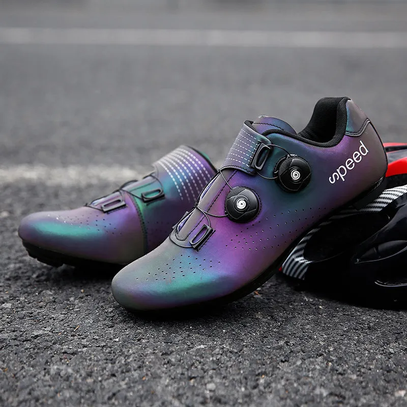 Colorful reflective mountain shoes with bicycle lock