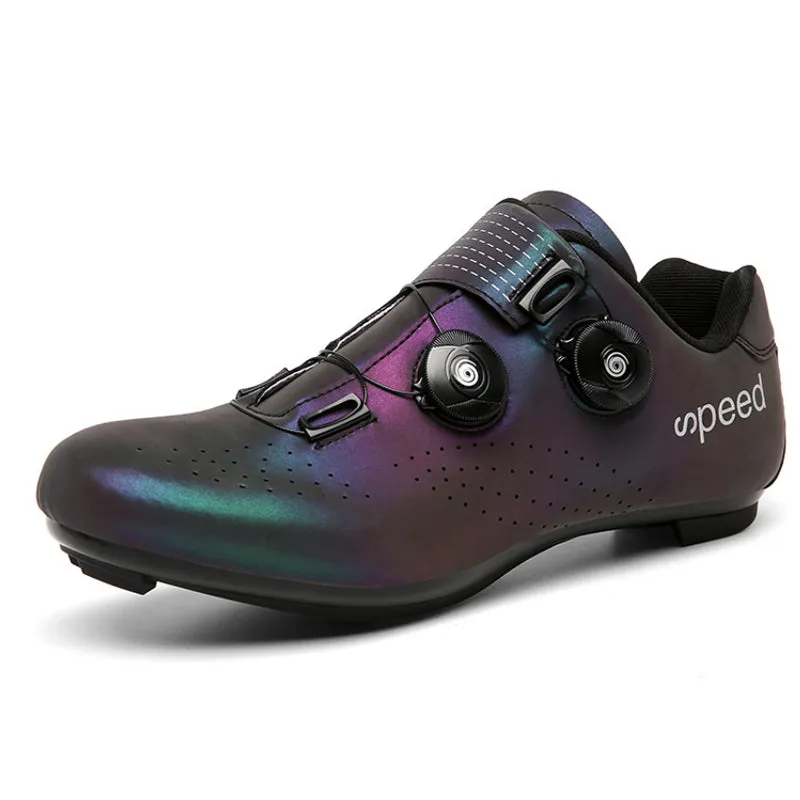 Colorful reflective mountain shoes with bicycle lock