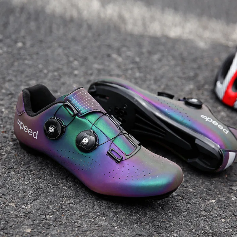 Colorful reflective mountain shoes with bicycle lock