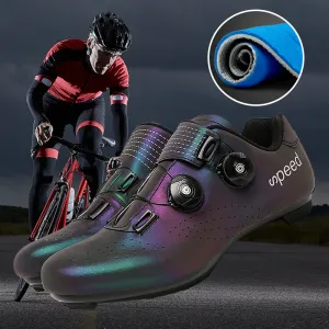 Colorful reflective mountain shoes with bicycle lock