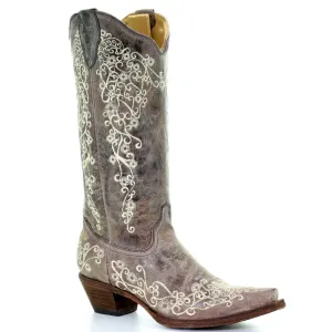 CORRAL WOMEN'S BROWN CRATER BONE EMBROIDERY BOOT- A1094